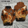 Joycorners Highland Farming Dark Brown Personalized 3D Hoodie