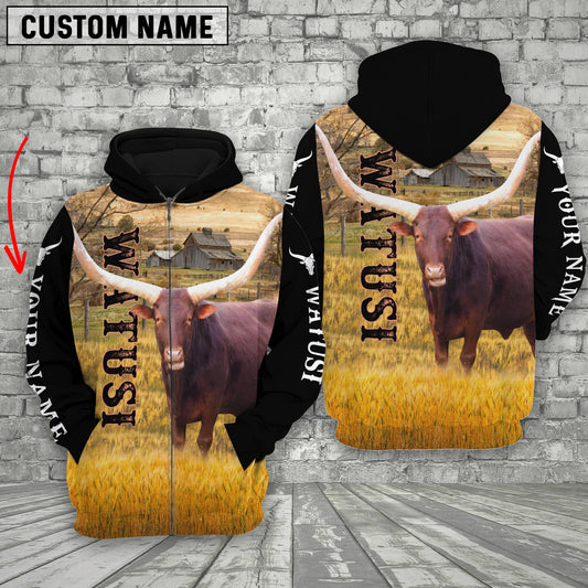 Joycorners Personalized Name Watusi On The Farm All Over Printed 3D Hoodie