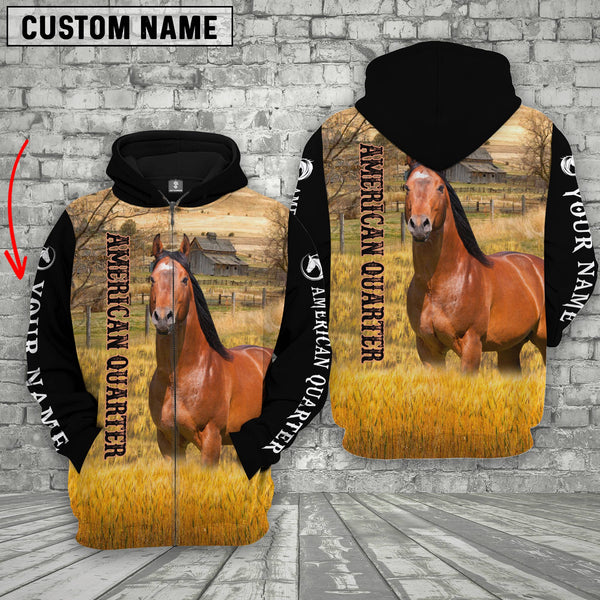 Joycorners Personalized Name American Quarter Horse House On The Farm 3D Hoodie