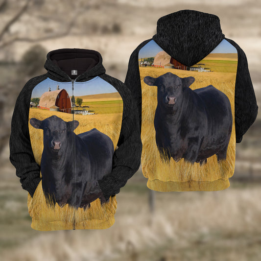 Joycorners Black Angus Cattle Ragan Hoodie
