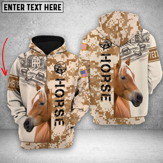 Joycorners Personalized Horse Brown Camo All Printed 3D Shirt