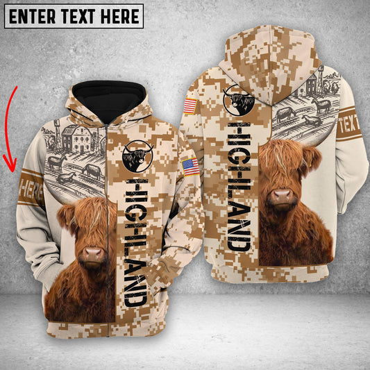 Joycorners Personalized Highland Brown Camo All Printed 3D Shirt