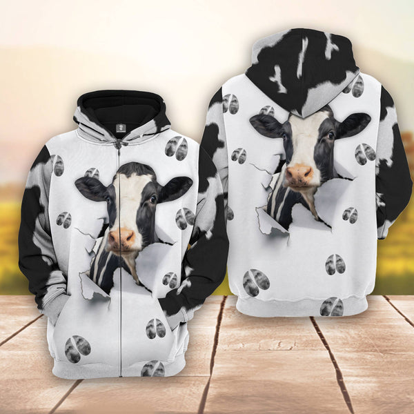 Joycorners Holstein 3D The Cattle Pierce From Your Inside Hoodie