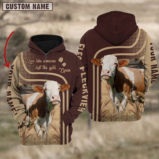 Joycorners Personalized Name Fleckvieh Cattle Hoodie TT12