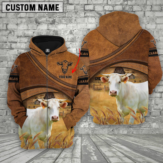 Joycorners Charolais Customized Name Brown Race Hoodie