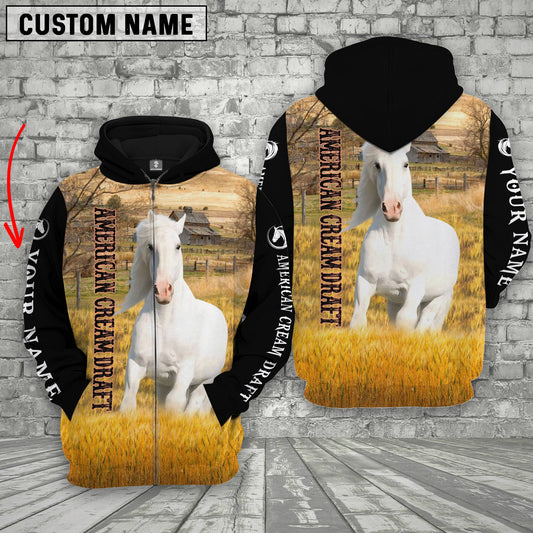 Joycorners Personalized Name American Cream Draft Horse House On The Farm 3D Hoodie