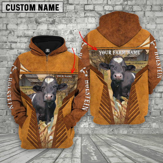 Joycorners Holstein Cattle Custom Name Printed 3D Retro Hoodie