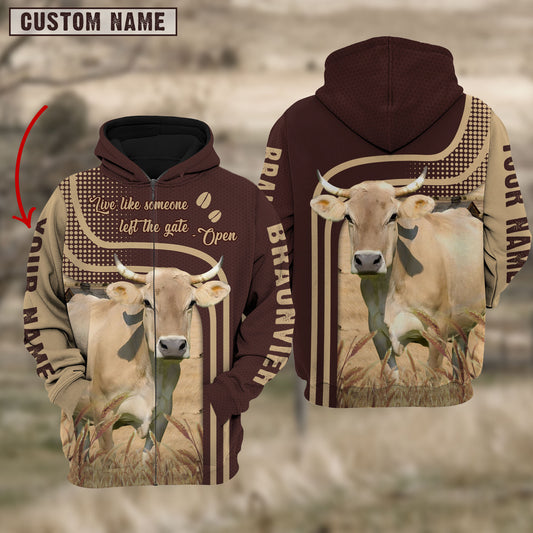 Joycorners Personalized Name Braunvieh Cattle Hoodie TT9