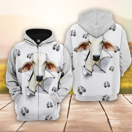 Joycorners Brahman Cattle 3D The Cattle Pierce From Your Inside Hoodie