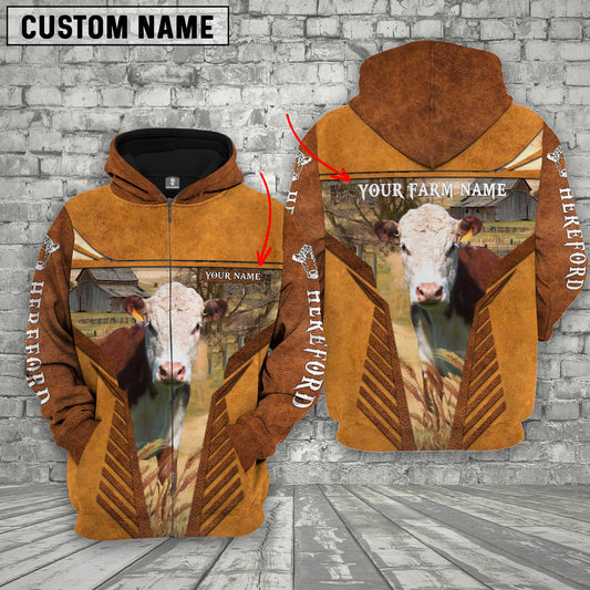 Joycorners Hereford Cattle Custom Name Printed 3D Retro Hoodie