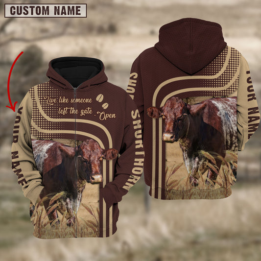 Joycorners Personalized Name Shorthorn Cattle Hoodie TT14