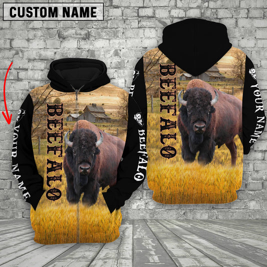 Joycorners Personalized Name Beefalo Cattle On The Farm 3D Hoodie