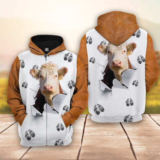 Joycorners Hereford 3D The Cattle Pierce From Your Inside Hoodie