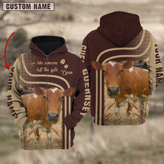 Joycorners Personalized Name Guernsey Cattle Hoodie TT16