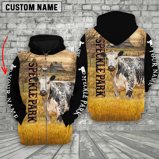 Joycorners Personalized Name Speckle Park Cattle On The Farm All Over Printed 3D Hoodie