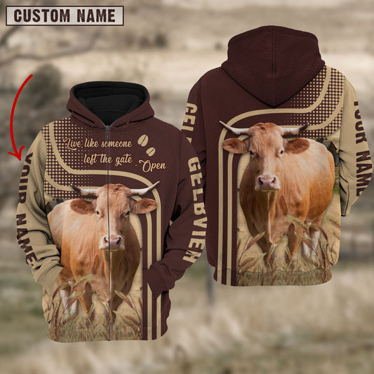 Joycorners Personalized Name Gelbvieh Cattle Hoodie TT11